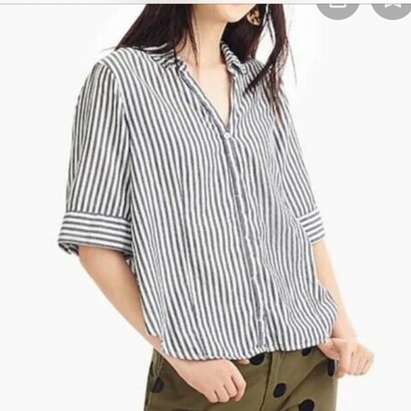 JCrew short sleeve striped blouse xs - Picture 3 of 11